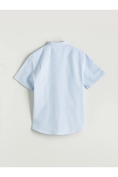 LC Waikiki Lcwaikiki Classic Blue Regular Fit Short Sleeve Dobby Men's Shirt