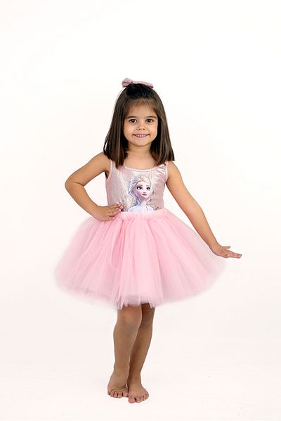 DUCA KIDS Set de corp pentru fete Elsa cu bretele strălucitoare și fustă tutu pufoasă