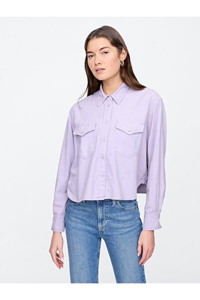 GAP Kadın Lila Denim Western Gömlek