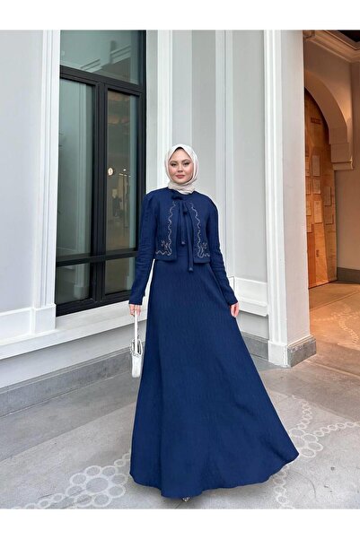 Cardella Σετ μπουφάν και φόρεμα Gilet με πέτρινο κεντημένο σχέδιο Σετ μπουφάν με ρούχα Hijab