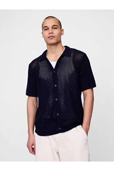 GAP Erkek Lacivert Mesh Örgü Gömlek