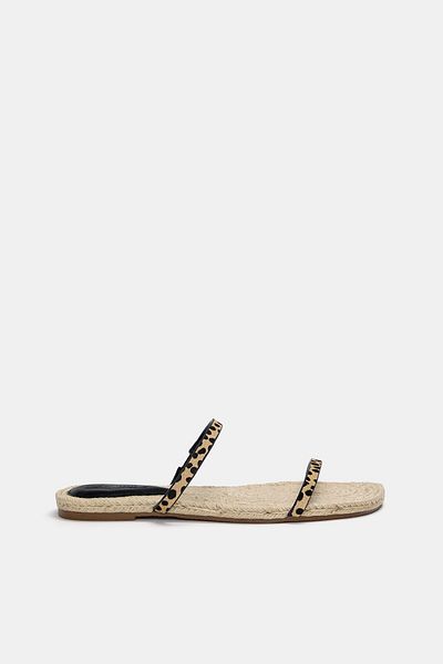 Pull & Bear Leather and jute leopard print sandals
