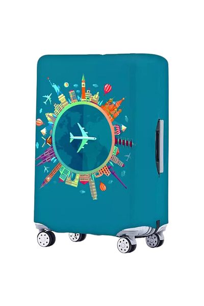 HASEPE Geantă tip troler, model de avion, elastică, închidere cu velcro, mărimea M, multicoloră