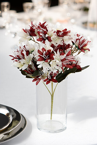 Yapay Çiçek Deposu Floare Artificială Liliac de Lux 30 cm Bordeaux-Crem