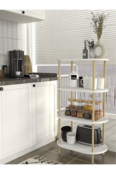 Dekorister Embra Çok Amaçlı Dolap 4 Raflı Dolap Çok Amaçlı Kitaplık Beyaz