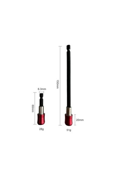 Globalport Retail Set of 2 Magnetic bit adapters, 1/4", lengths 60 mm, 150 mm