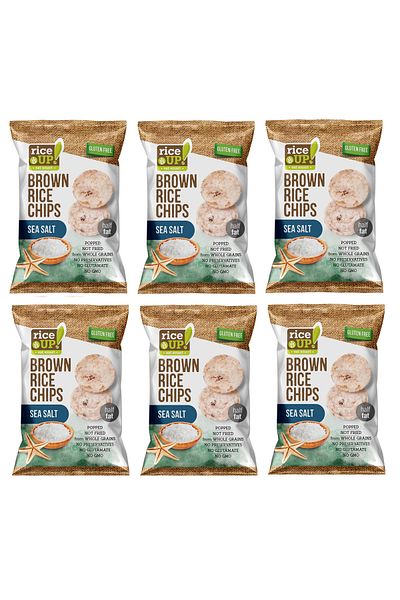 Rice Up 6 Pieces Gluten-Free Sea Salt, Brown Rice Chips 60g