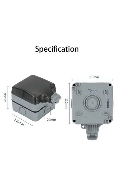 INNOVIX Outdoor Socket, Ip66 Waterproof Dustproof, 250v/16a, Eu Standard, Grey, Single Switch