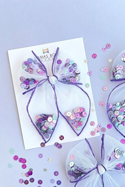 MAMASBOW Çocuk Lila Pullu Tül Toka