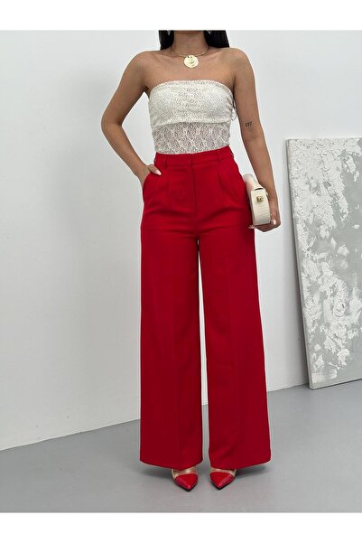 Juste Pleated Palazzo Trousers Red