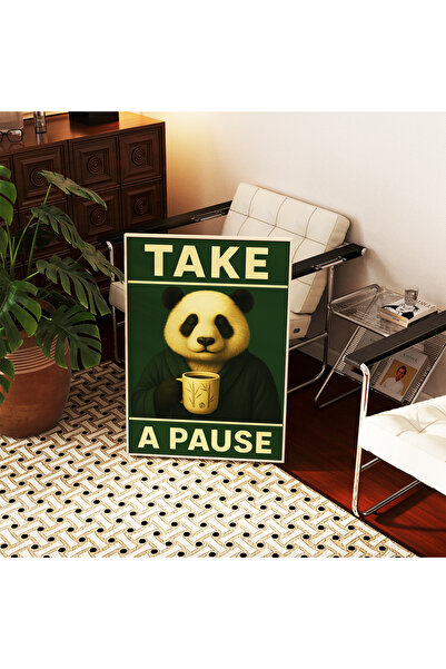 ARTHOUSECOLLECTIVE TAKE A PAUSE Poster cu panda – Decorare de perete tematică Slow Life and Peace - Poster fără încadrare