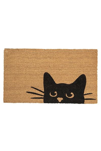 Clayre & Eef Antislip House Entrance Mat with Coconut Fibers and Rubber Cat 75x45x1 cm