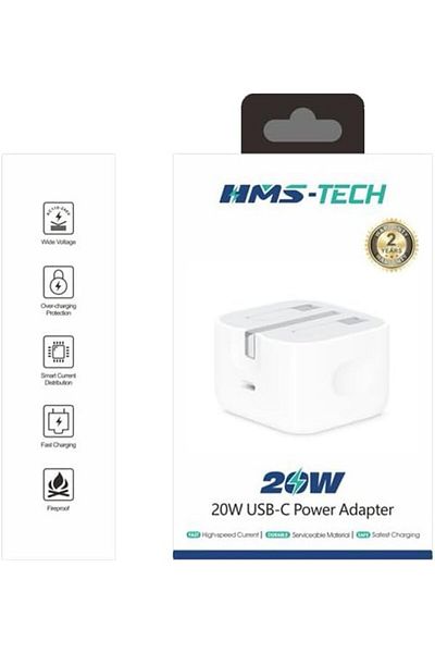HMS-TECH Single Port Charger Head 20W by HMS, White
