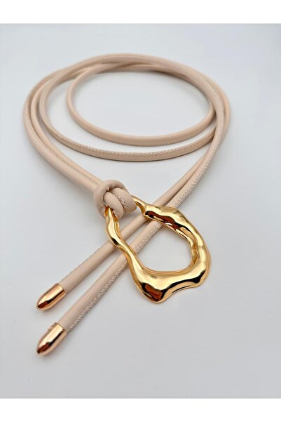 MODAM HİFA Tie-Up Gold Buckle Rope Belt Women's Belt Dress Belt Shirt Belt