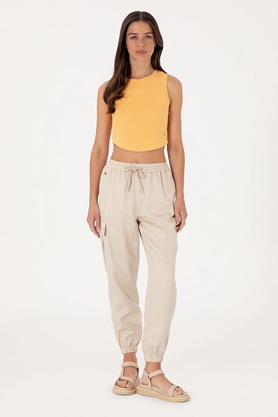U.S. Polo Assn. Women's Stone Canvas Jogger Fit Trousers 50300230-Vr049