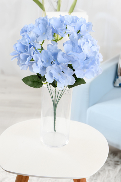 Yapay Çiçek Deposu Yapay 7 Dallı Ortanca Demeti 40 cm Soft Mavi