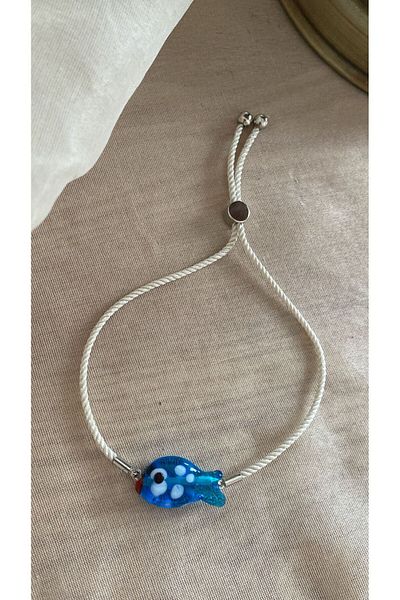 BAE ATOLYE Murano Glass Beaded Fish White Elevator Rope Adjustable Bracelet