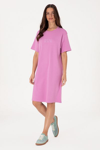 U.S. Polo Assn. Rochie tricotată mini lungime fucsia pentru femei 50306431-vr023