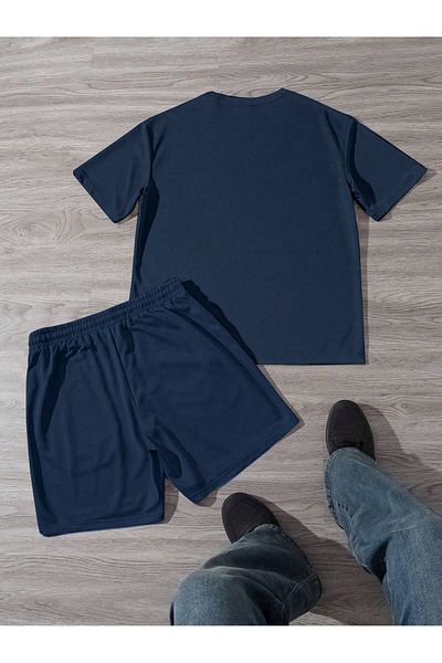 ACTIVE MODA -Men's Short Sleeve Tshirt-Shorts Set Printed Cotton