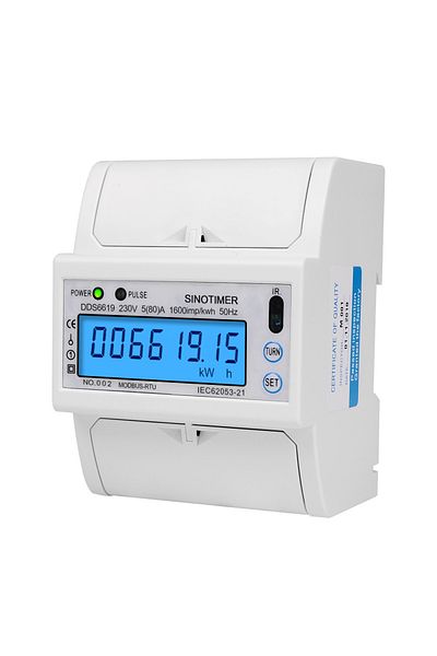 INNOVIX Single Phase Meter DDS6619-015, LCD, RS485, 230V 5(80)A, 4-Pole, White, Energy Efficient