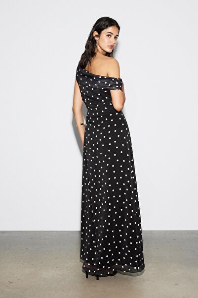 Pull & Bear Asimetrik puantiyeli elbise