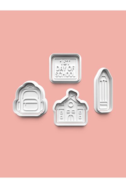 AKTASTORE مجموعة من 4 قوالب بسكويت للمدرسة وقوالب عجينة السكر