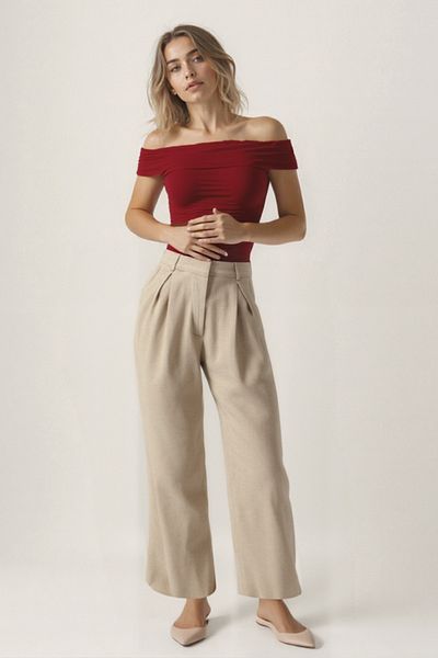 Vitrin Pleated Palazzo Trousers with Pinch Detail