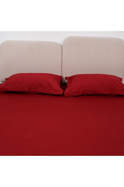 SONNO Home Luxury Fitted Sheet Maroon Set in 100% Egyptian Cotton, 250 TC, 200 x 200 cm with 2 Pillowcases