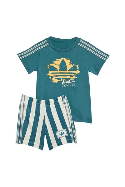 adidas Baby Green Tracksuit Tee Short Set Kc0772