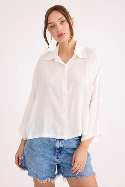Vitrin Πουκάμισο από λινό βισκόζης Oversize