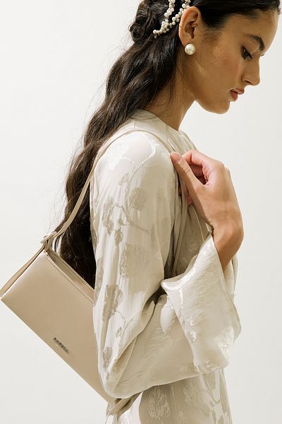 Manuka Satin Mini Baguette Evening Bag Gold