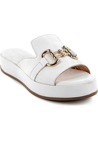 Hush Puppies Asan (624219) Anatomical Sole Genuine Leather Buckle Stylish Women's Slippers White