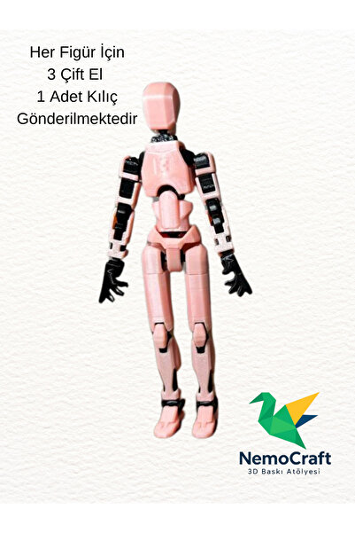NemoCraft Lucky 13 Oynar Eklemli Robot Figür Dumy Oyuncak Pastel Pembe Siyah ...