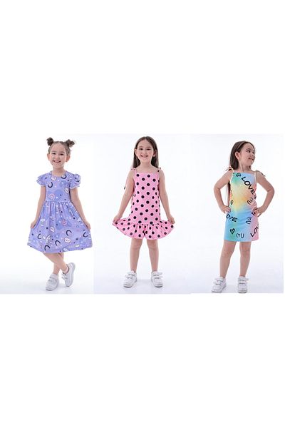 minitrends 3 Pieces 3-Piece Printed Lycra Girl's Dress