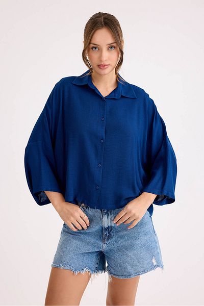 Vitrin Πουκάμισο από λινό βισκόζης Oversize