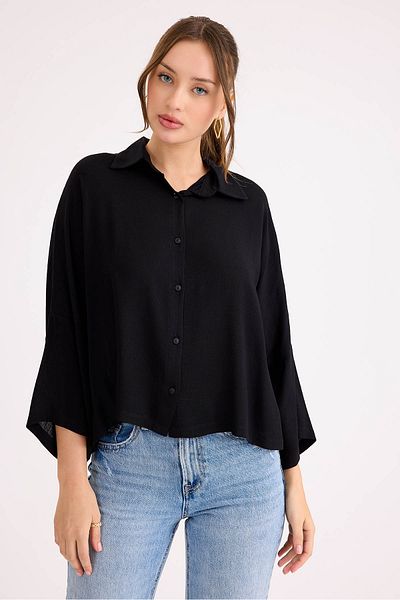 Vitrin Πουκάμισο από λινό βισκόζης Oversize