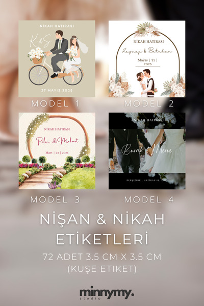 Minnymy Kişiye Özel Söz-Nikah-Nişan-Düğün Kare Çikolata Etiketi