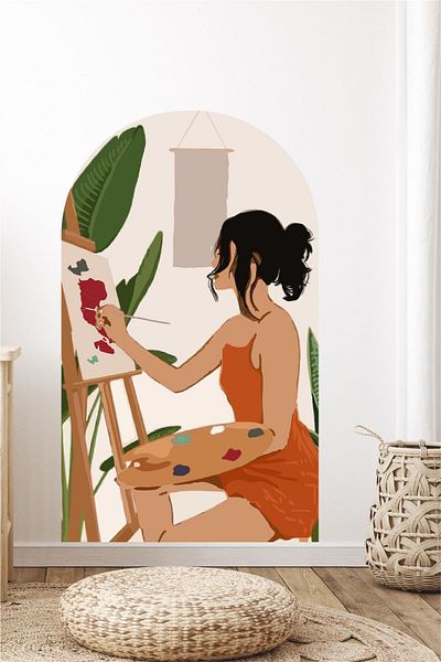 Piksel Grafik Artistic Woman Wall Sticker - Bohemian Wall Print