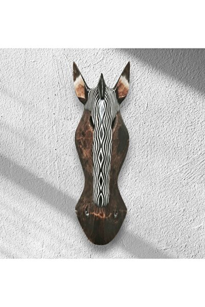 AHŞAP ZEBRA KAFASI MASKE , DUVAR OBJESİ - 50 cm