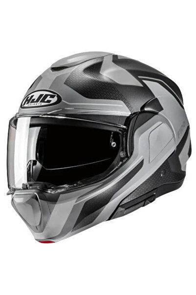 HJC F100 Bios MC5SF Çene Açılır Motosiklet Kaskı Mat Siyah Gri
