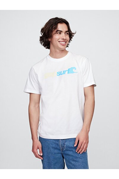 GAP Erkek Beyaz Everyday Soft Relaxed Grafik T-Shirt