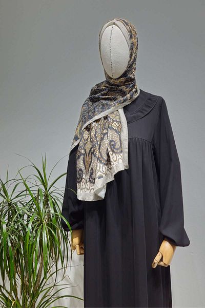 Robaya Tesettür Afra Sapphire Silk Fabric Robe Hijab Dress