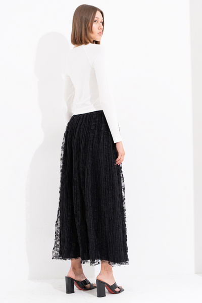 Kikiriki Black Lined Long Lace Skirt