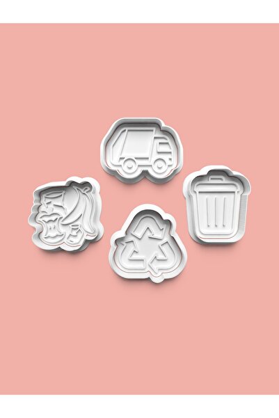 AKTASTORE قالب بسكويت لتنظيف البيئة وقالب عجينة السكر مجموعة من 4 قطع 0849-set