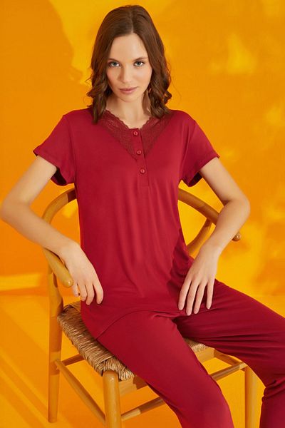 Fulla Moda Lace Detailed Pajama Set