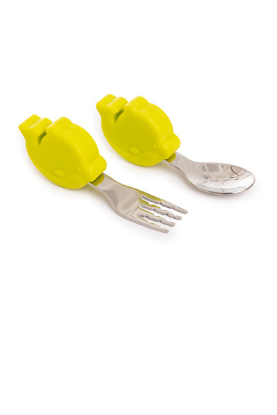 Fox Mama Alıştırma Çatal Kaşık Çelik Seti Kutulu Ek Gıda Kaymaz Rahat Tutuş Sağlar