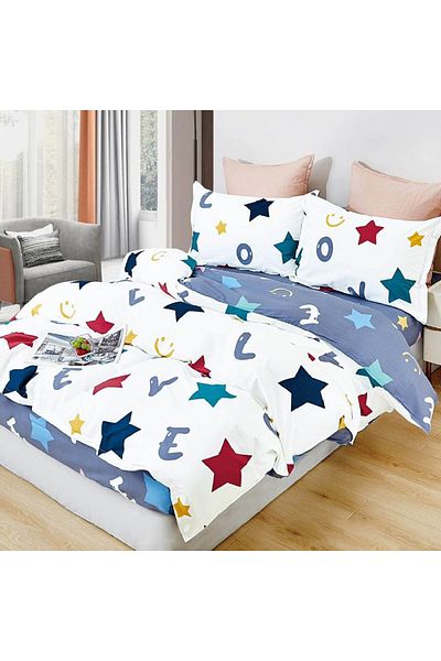 Five Store Super double bed linen, Jutiapa, ranforce cotton, multicolor, 4 pieces