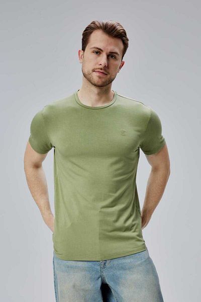 DOSXX Flex 1St Quality T-Shirt Bamboo Combed Cotton Lycra Men's Short Sleeve Slim Fit O Neck T-Shirt