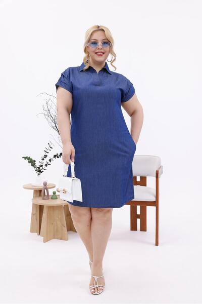 Siyezen Plus Size Lyocell Jean Fabric Dress