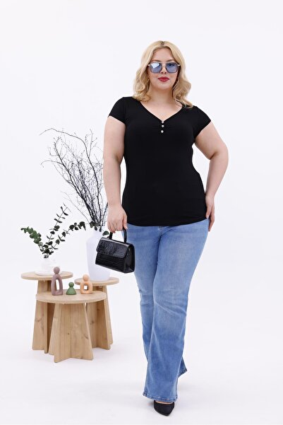 Siyezen Plus Size Front Button Detray Lycra Cotton Blouse